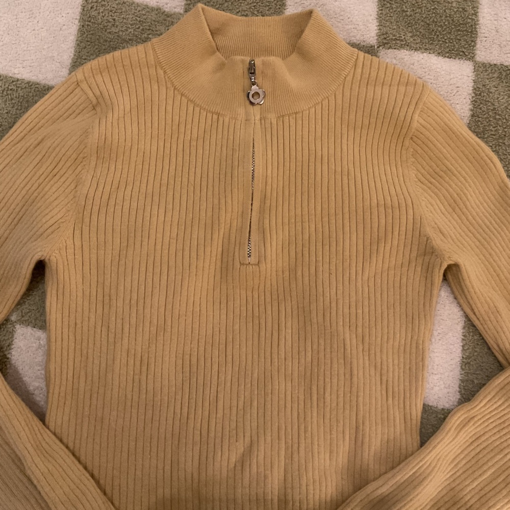Pacsun yellow quarter zip sweater